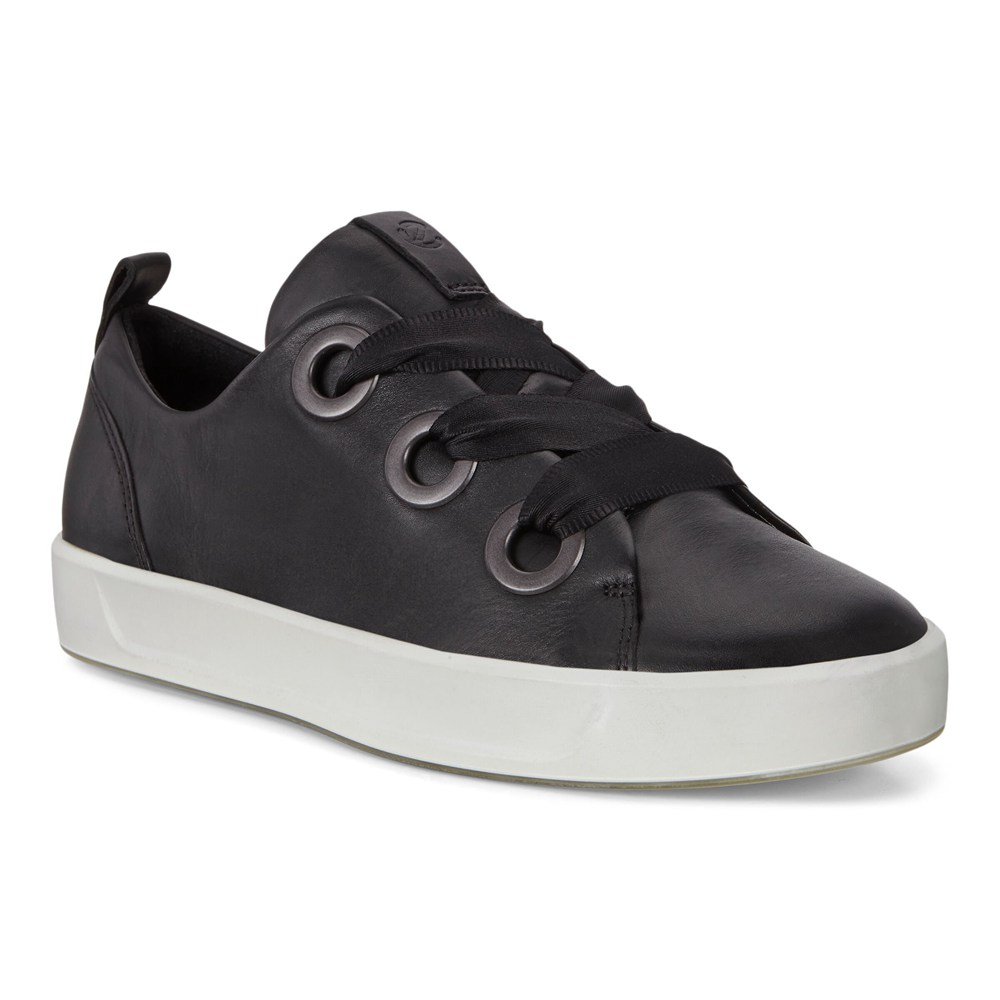 ECCO Womens Sneakers Black - Soft 8 3-Eyelet - LGK-753140